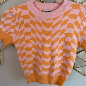 RSQ Tilly’s orange and pink checkered shirt